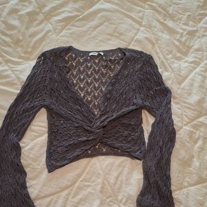 Pull&Bear Openwork Knit Top - Lavender Gray